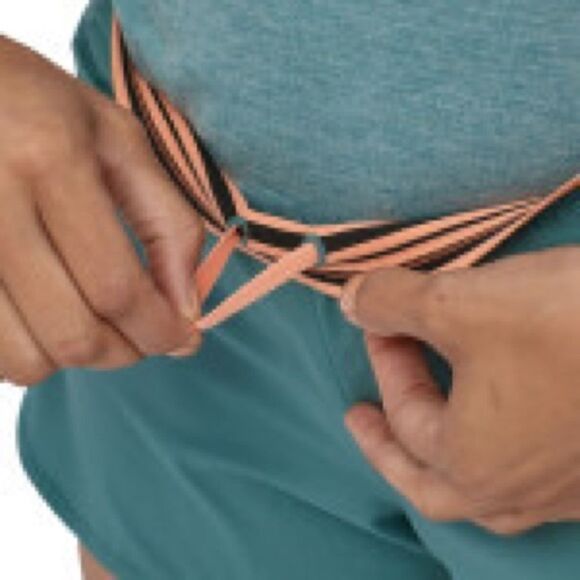 Patagonia Womens Strider Pro 3” Shorts Tasmanian Teal Peach Sherbet Sz L - Picture 4 of 9